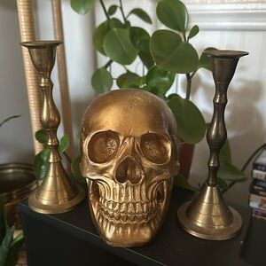 Two solid brass candlesticks